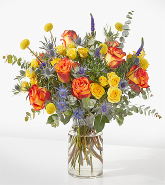 Burn Bright Bouquet - Deluxe with Vase - FedEx