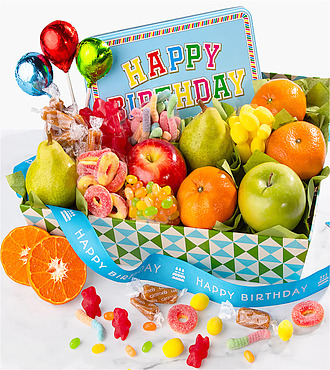 Happy Birthday Fruit and Treats Basket - FedEx